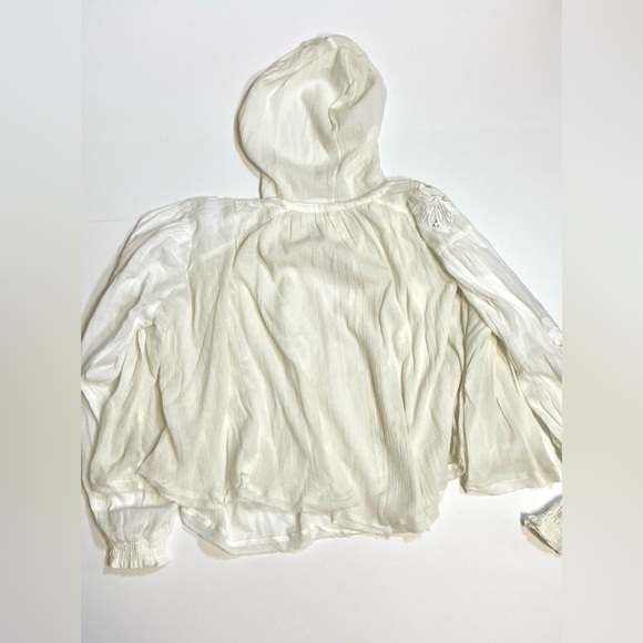 Free People Gauze Embroidered Hooded Blouse Sz:S - Picture 11 of 14